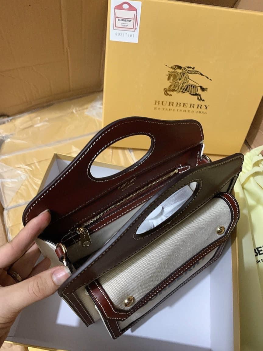 Túi Burberry Horseferry Pocket Handle Bag Size 23 7 Túi cầm tay Đeo chéo Burberry BBR Size 23