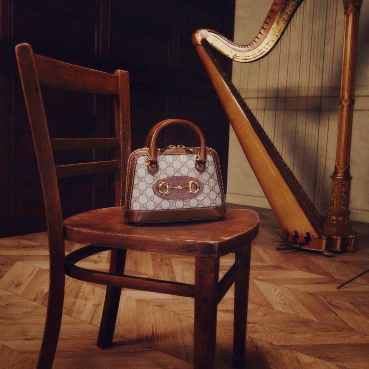 Túi Gucci Horsebit Monogram Beige Brown White 7 Túi Gucci Horsebit Nâu Họa Tiết