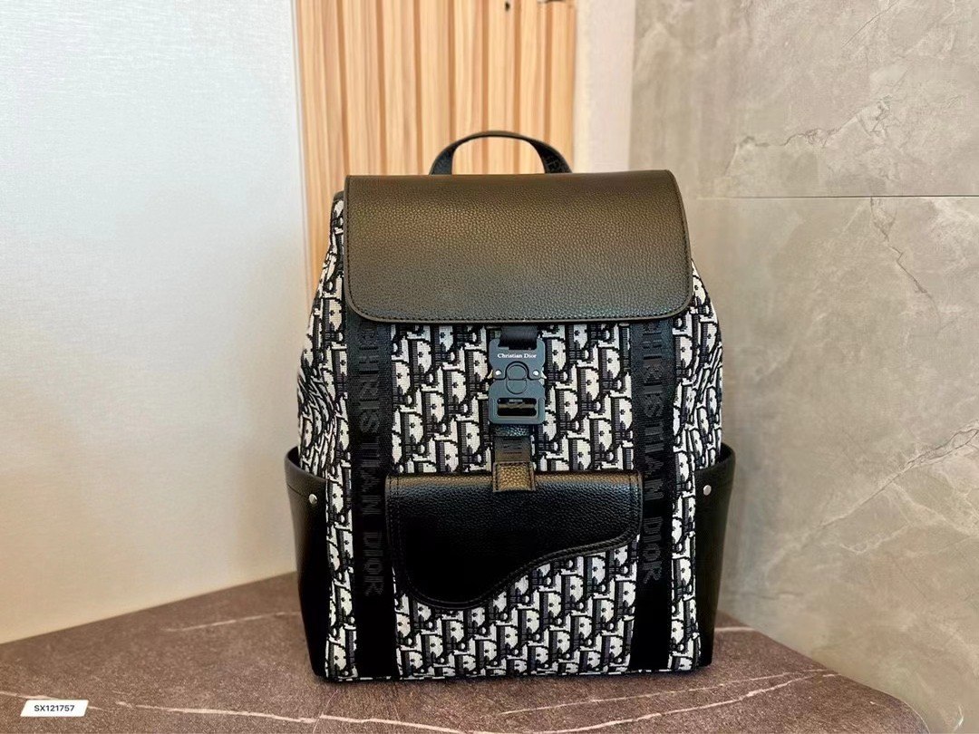 Balo Dior Saddle Oblique Jacquard Backpack 3 Balo Dior Saddle Backpack Đen Trắng