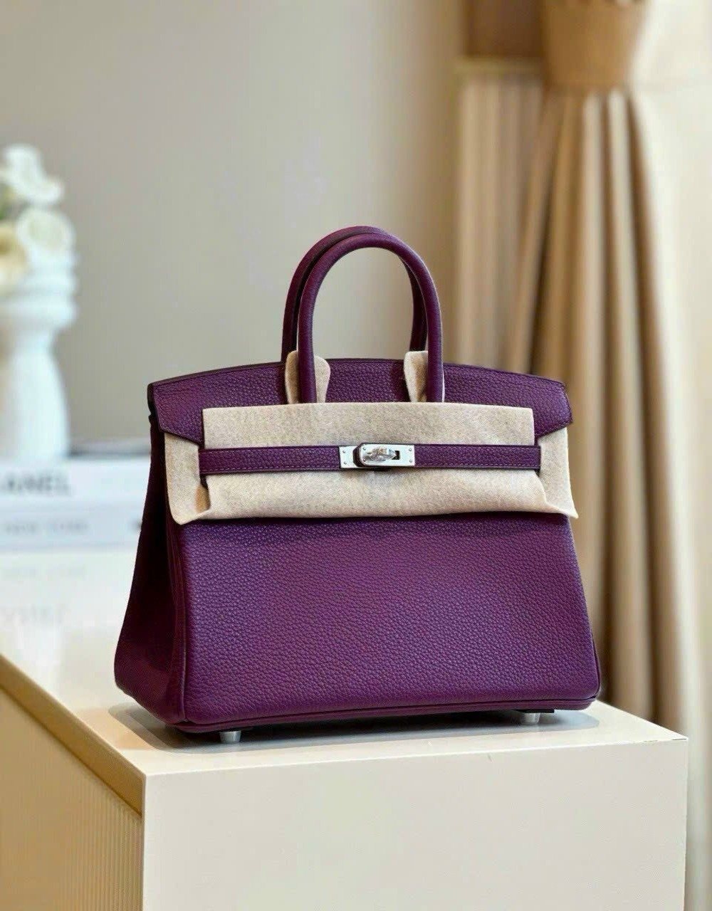 Túi Hermes Birkin 25 Togo With Silver Hardware Nhiều Màu 2 Túi Birkin 25 Togo Leather Craie With Silver Hardware Màu Tím