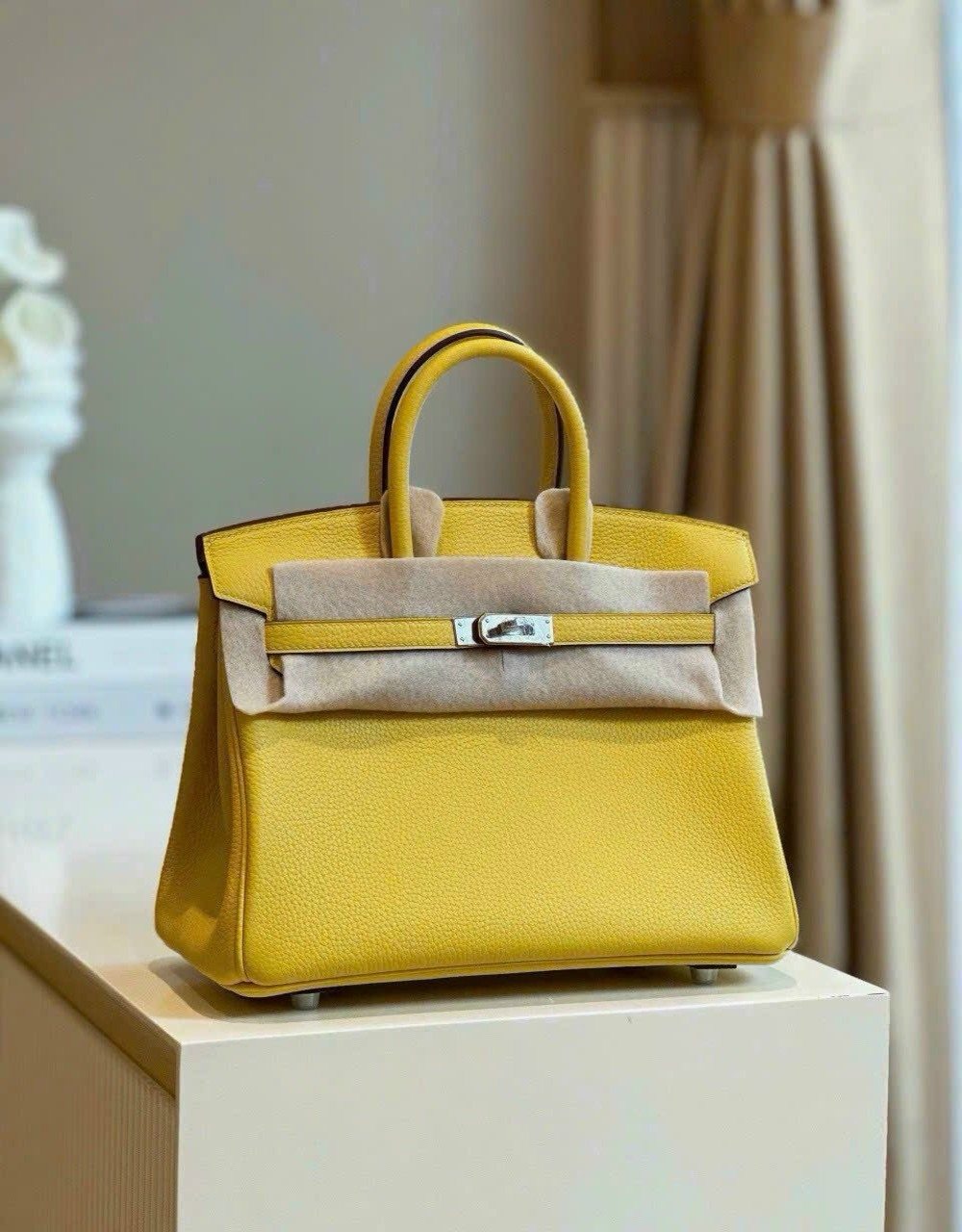Túi Hermes Birkin 25 Togo With Silver Hardware Nhiều Màu 9 Túi Birkin 25 Togo Leather Craie With Silver Hardware Màu Vàng
