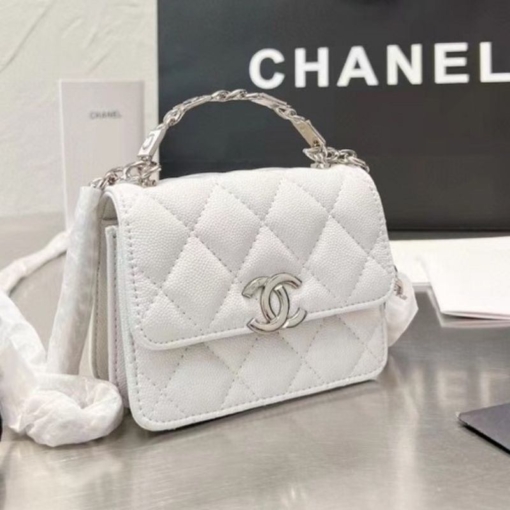 Túi Chanel Coco Mini Size 16cm Enamel Top Handle White