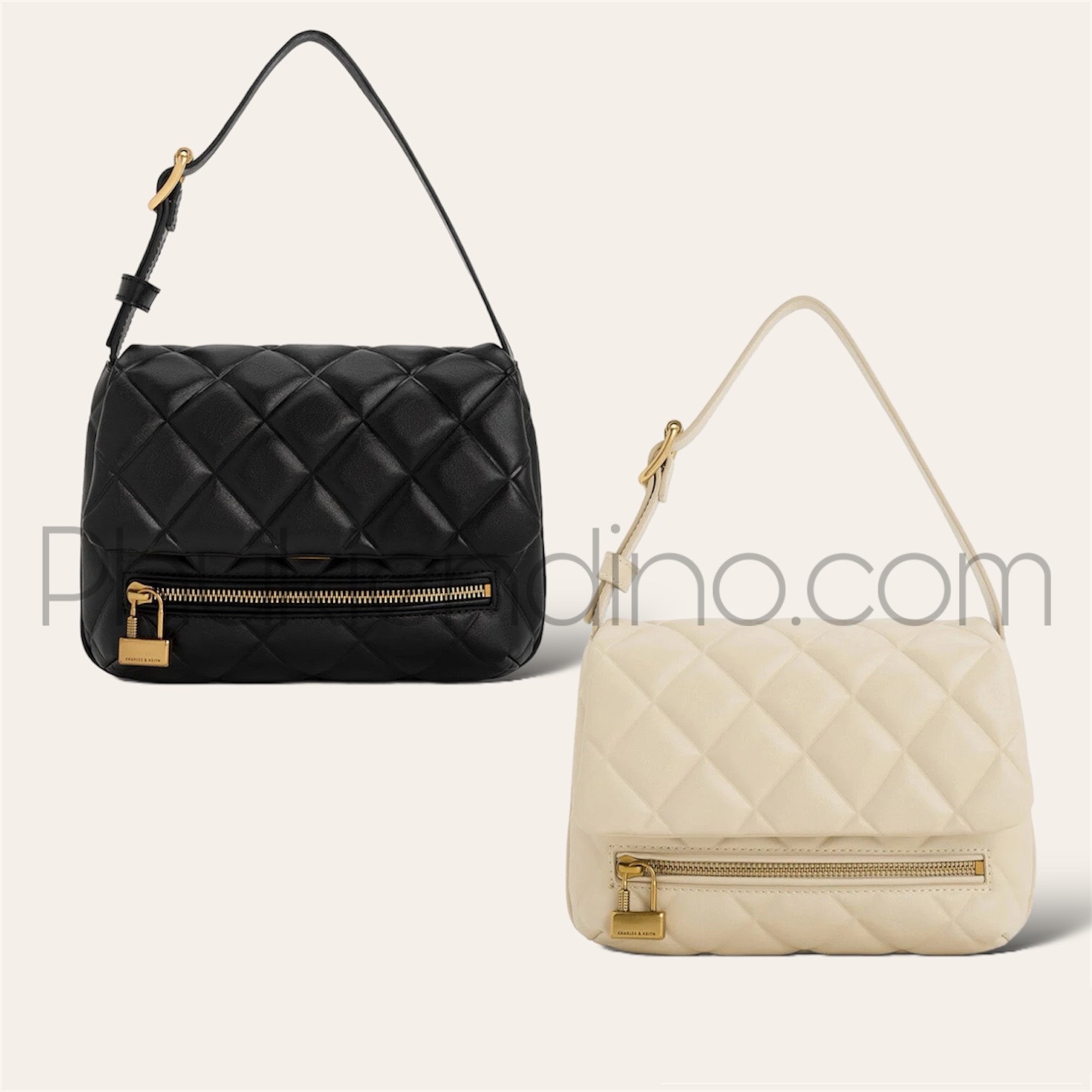 Túi CNK Swing Quilted Chain Handle Bag Black White