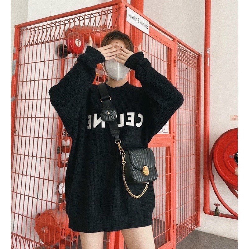 Túi đeo vai CK Aurora Chain Handle Pleated Đen Nâu 5 Túi đeo vai nữ CK Aurora Chain Handle Pleated Đen