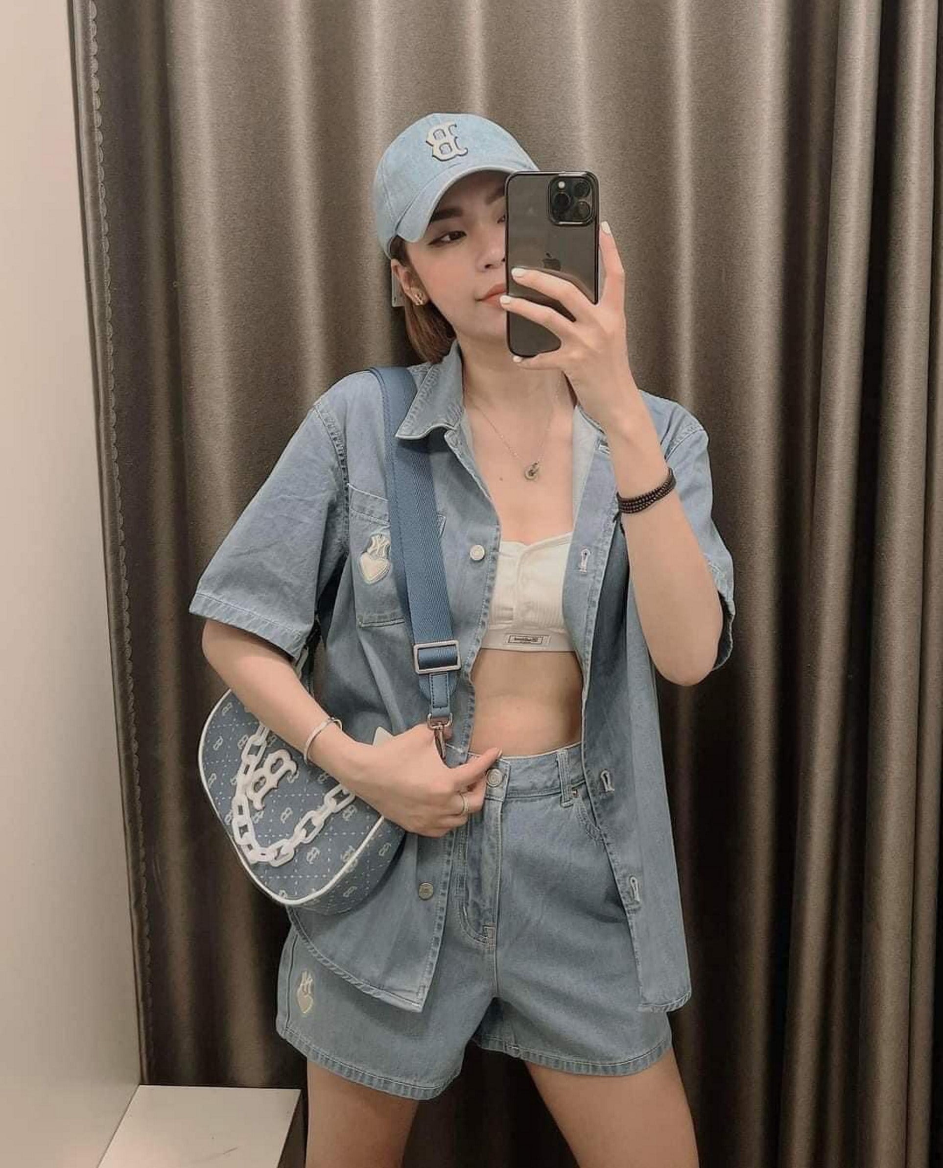 Túi Đeo Vai MLB Hobo Diamond Monogram Denim 10 tui mlb hobo diamond monogram denim