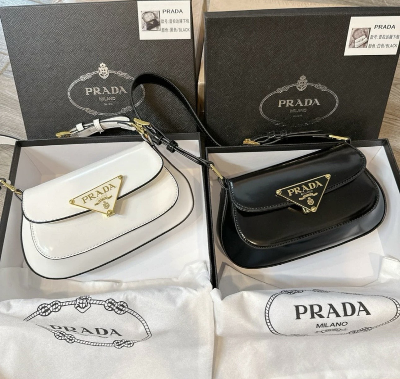 Túi Prada Handbag Black White 2 Túi Prada Handbag Trắng Đen