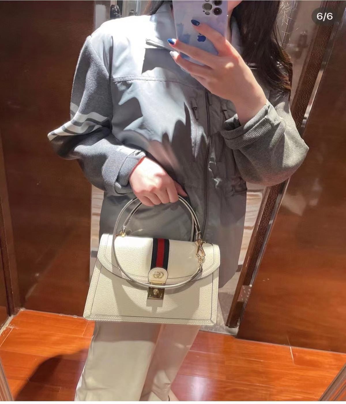 Túi Gucci Ophidia Small Top Handle Bag 651055 DJ2DX 8454 4 Túi Xách Gucci Ophidia Trắng