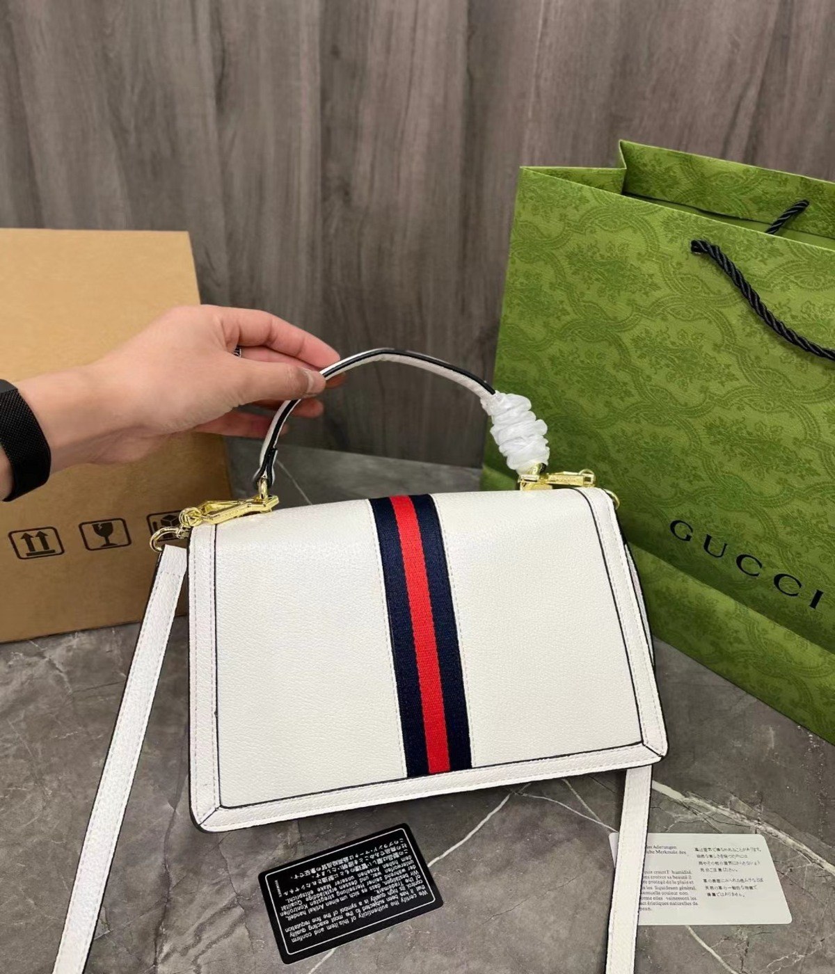 Túi Gucci Ophidia Small Top Handle Bag 651055 DJ2DX 8454 6 Túi Xách Gucci Ophidia White Size 24