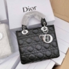 Túi Xách Nữ Christian Dior Lady Mini Bag Metallic Leather Black White Buckle Màu Đen