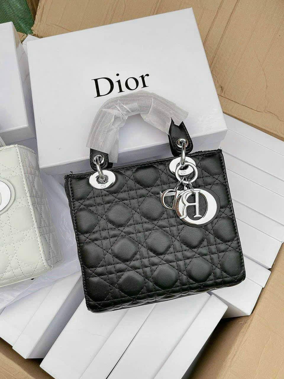 Túi Christian Dior Lady Mini Bag Metallic Leather 3 Túi Xách Nữ Christian Dior Lady Size 20 Màu Đen