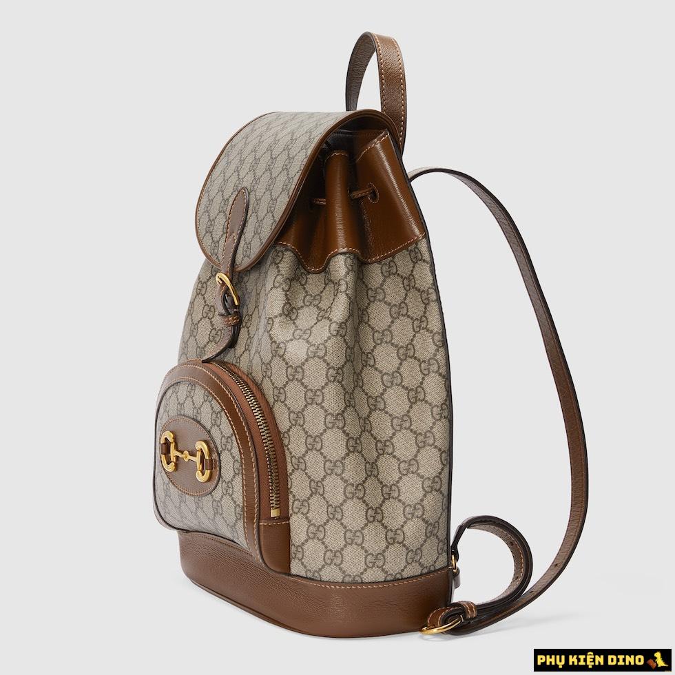 Balo Gucci 1955 Horsebit Backpack Large 3 Balo Gucci 1955 Horsebit Họa tiết Nâu