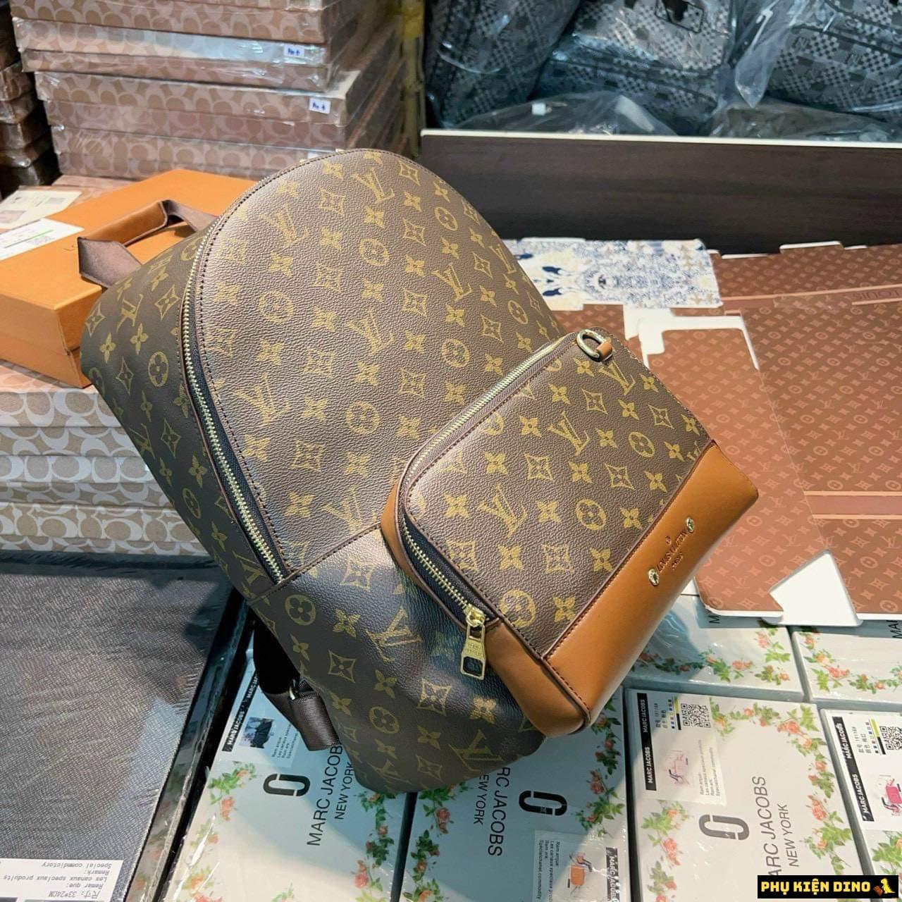 Balo LV Discovery Backpack Monogram Đen Nâu 3 Balo LV Discovery Monogram Eclipse Logo Brown