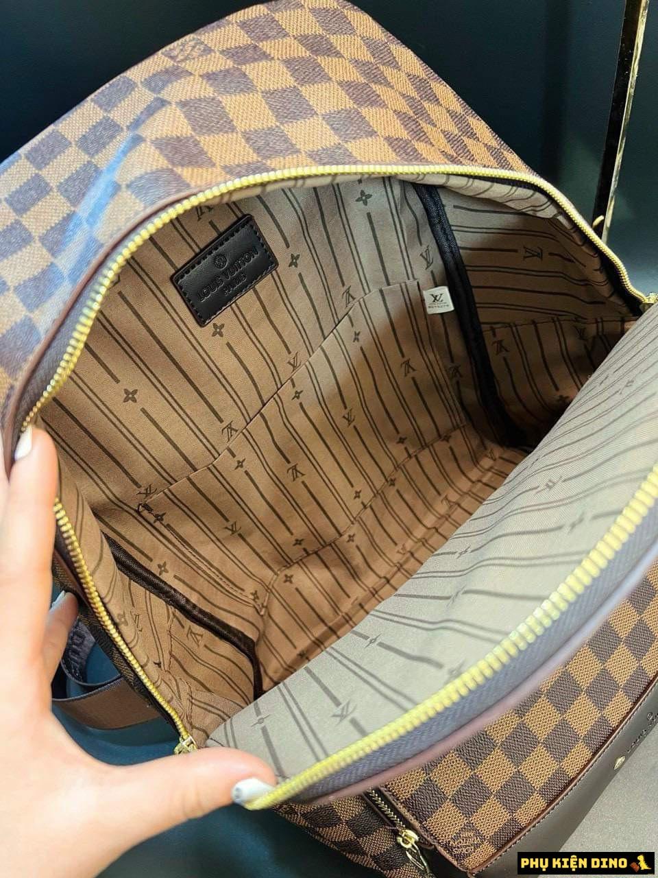 Balo LV Discovery Backpack Monogram Đen Nâu 10 Balo LV Monogram Eclipse Canvas Caro Nâu