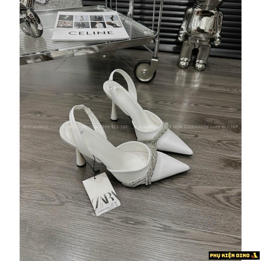 Giày Cao Gót Trắng Zara Đính Đá 8 Giày Cao Gót Trắng Zara