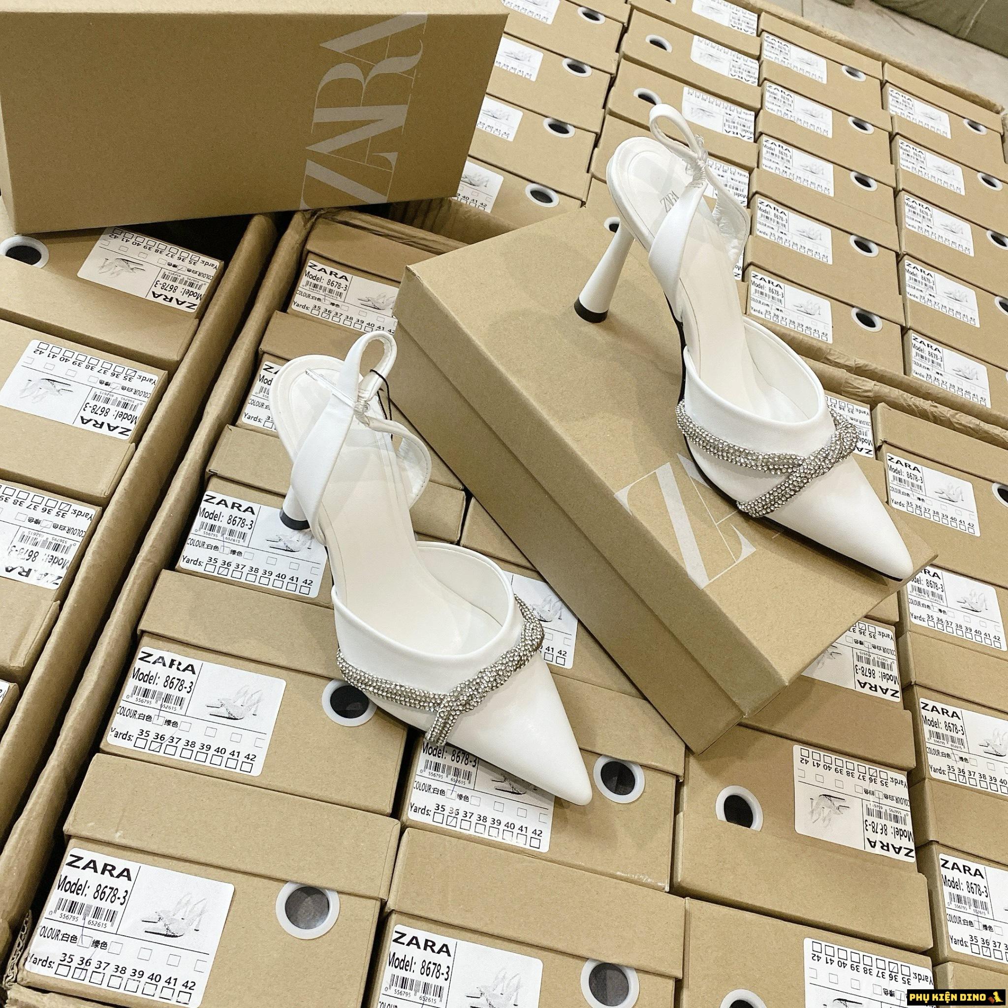 Giày Cao Gót Trắng Zara Đính Đá 7 Giày Cao Gót Zara Trắng