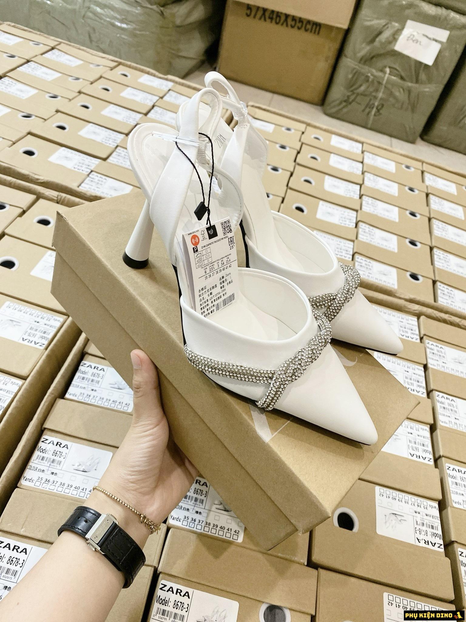 Giày Cao Gót Trắng Zara Đính Đá 6 Giày Cao Gót Zara White Đính Đá