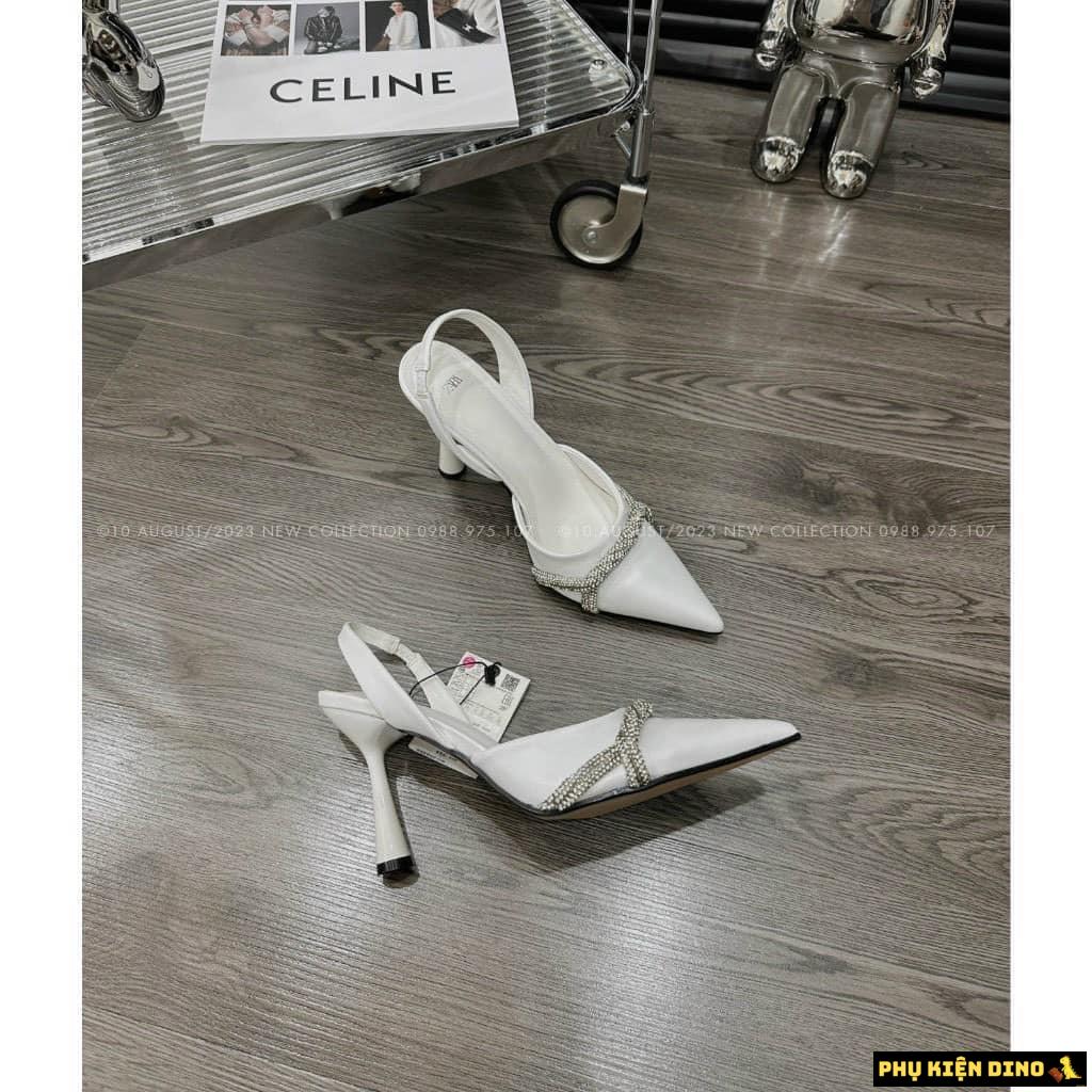 Giày Cao Gót Trắng Zara Đính Đá 4 Giày Zara Màu Trắng Đính Đá