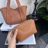 Set Túi Giỏ Xách Mềm Kèm Ví Size 22 Đen Nâu 21 Hình Thật ví da mềm Màu Nâu