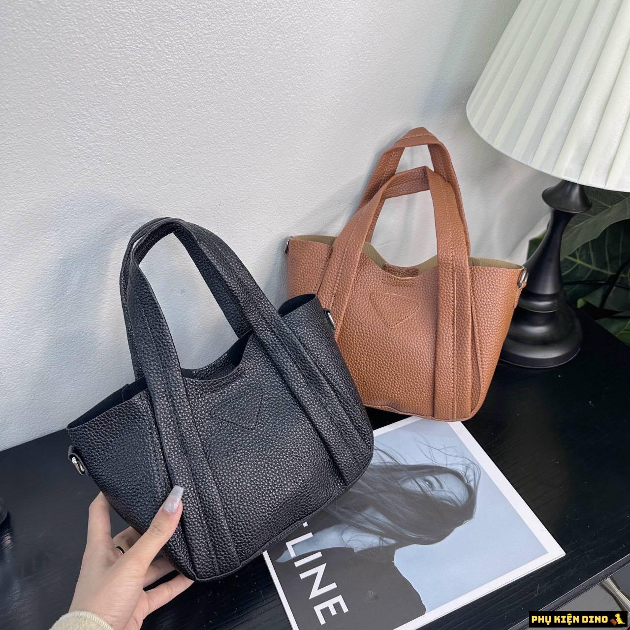 Set Túi Giỏ Xách Mềm Kèm Ví Size 22 Đen Nâu 10 Set Giỏ Xách Mềm Kèm Ví Size 22 Đen Nâu