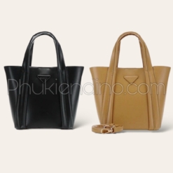 Set Túi Giỏ Xách Mềm Kèm Ví Size 22 Đen Nâu
