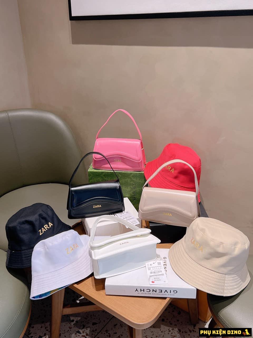 Set Túi Zara Kèm Nón 4 Màu Hồng Đen Trắng Kem 1 Set Túi Zara Kèm Nón 4 Màu Hồng Đen Trắng Kem