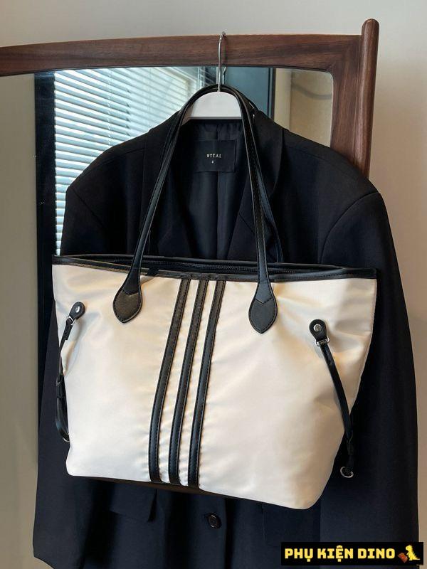 Túi Tote Vải Chống Nước Size To Trắng Đen 6 Túi Big Size White Chống Nước