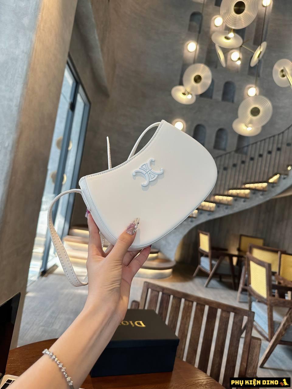 Túi Celine Medium Tilly Shoulder Bag Dáng Thuyền Size 21cm 5 Túi Celine Medium Tilly Shoulder Bag White