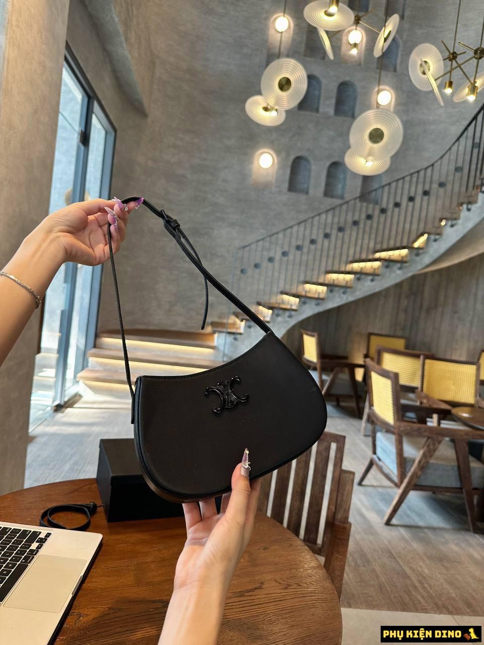 Túi Celine Medium Tilly Shoulder Bag Dáng Thuyền Size 21cm 4 Túi Celine Tilly Black