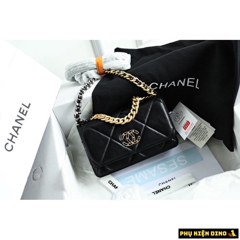 Túi Nữ Chanel CC Black Lambskin 19 Trắng Đen Size 20 12 Túi Chanel 19 Flap Bag Black