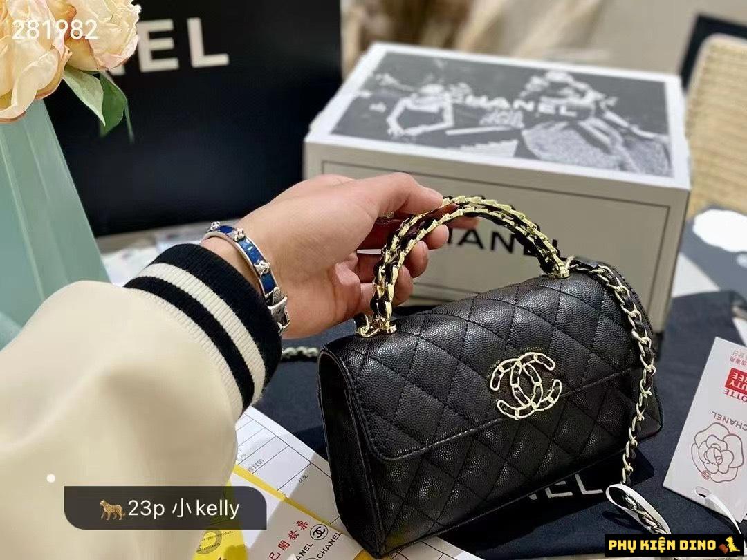 Túi Chanel Holder Clutch Đen Gold Lambskin Size 20 6 Túi Chanel 22B Flap Phone Holder Clutch With Chain Đen Gold Lambskin