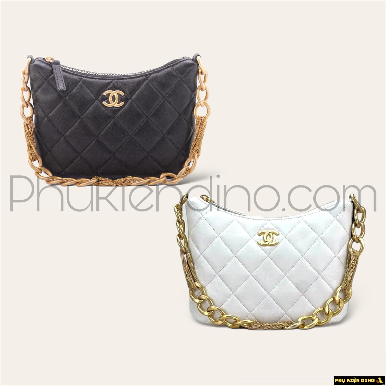 Túi Chanel 23A Hobo Bag Black White Lambskin 1 Túi Chanel 23A Hobo Bag Black White Lambskin