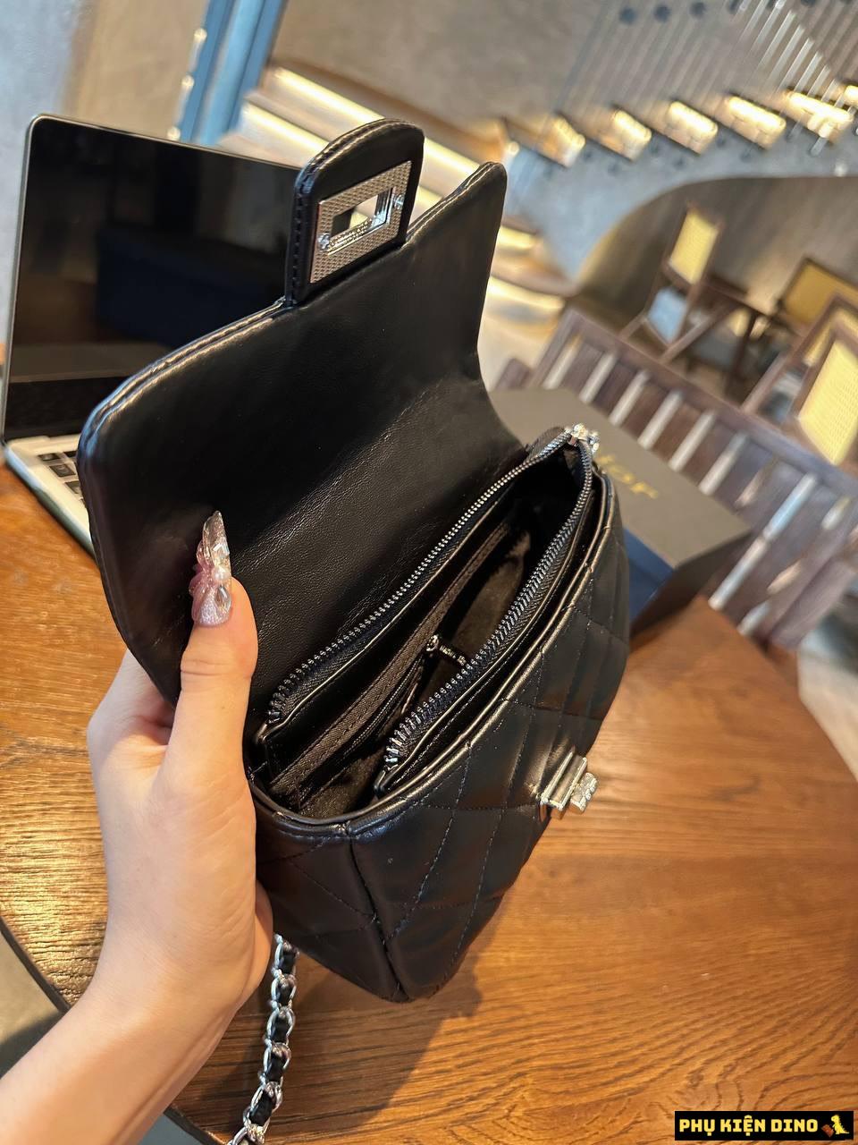 Túi Chanel Black Silver Size 20 Màu Đen Trắng Kem 9 Túi Chanel Black Silver Màu Đen