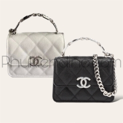 Túi Chanel Black White Caviar Leather Mini Size 16