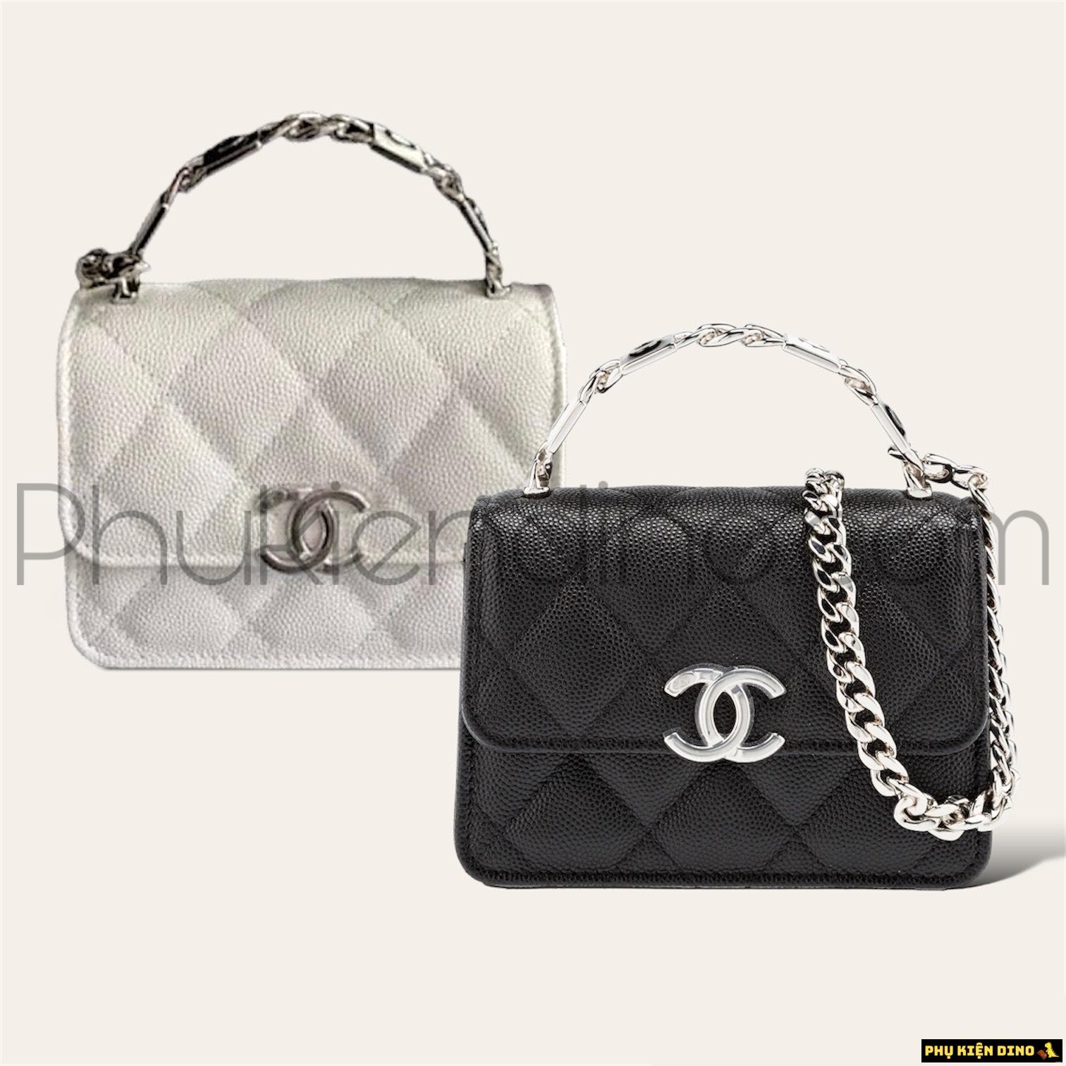 Túi Chanel Black White Caviar Leather Mini Size 16 1 Túi Chanel Black White Caviar Leather Mini Size 16