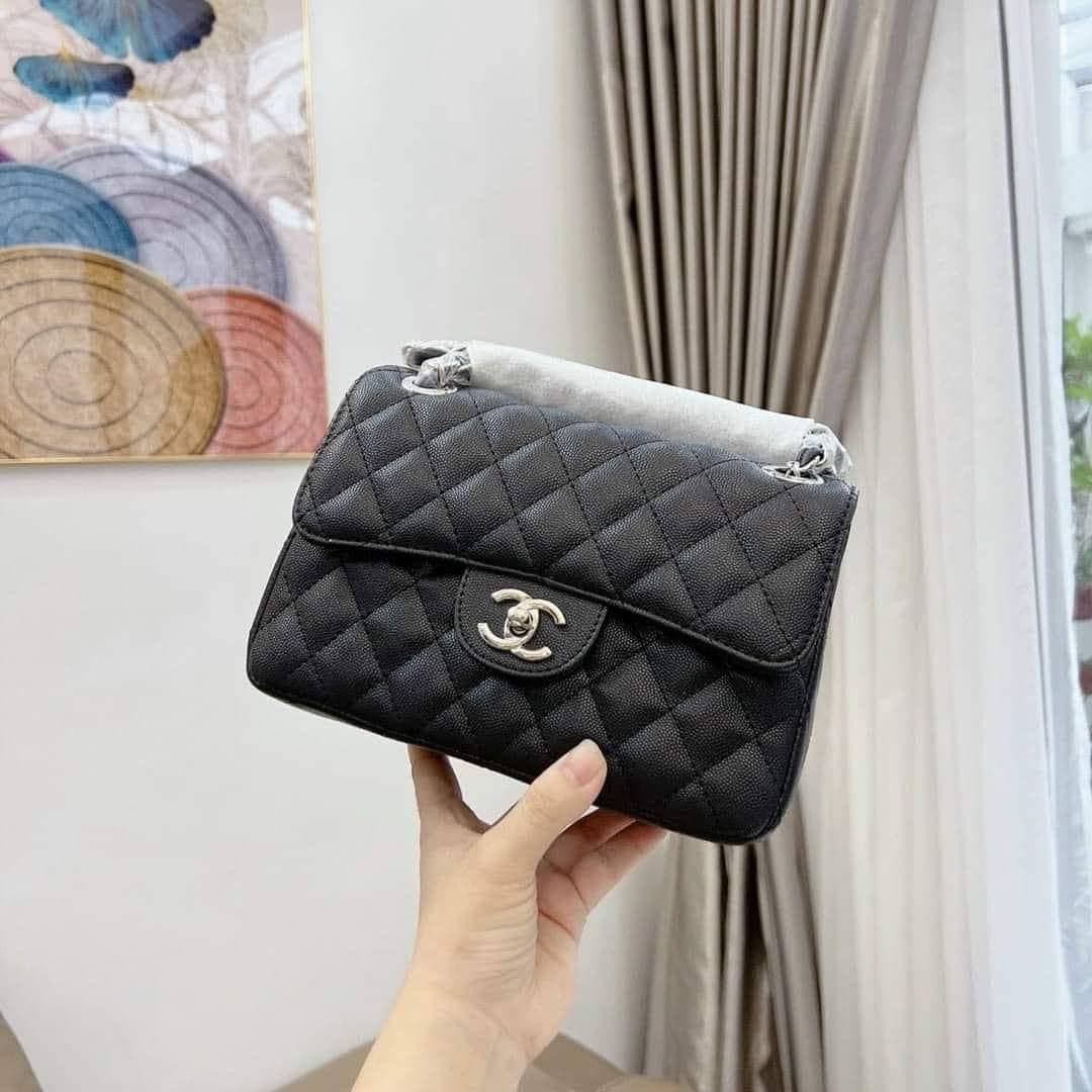 Túi Xách Chanel Classic Trắng Đen Kem Xám 6 Túi Chanel Classic Flap Bag Black