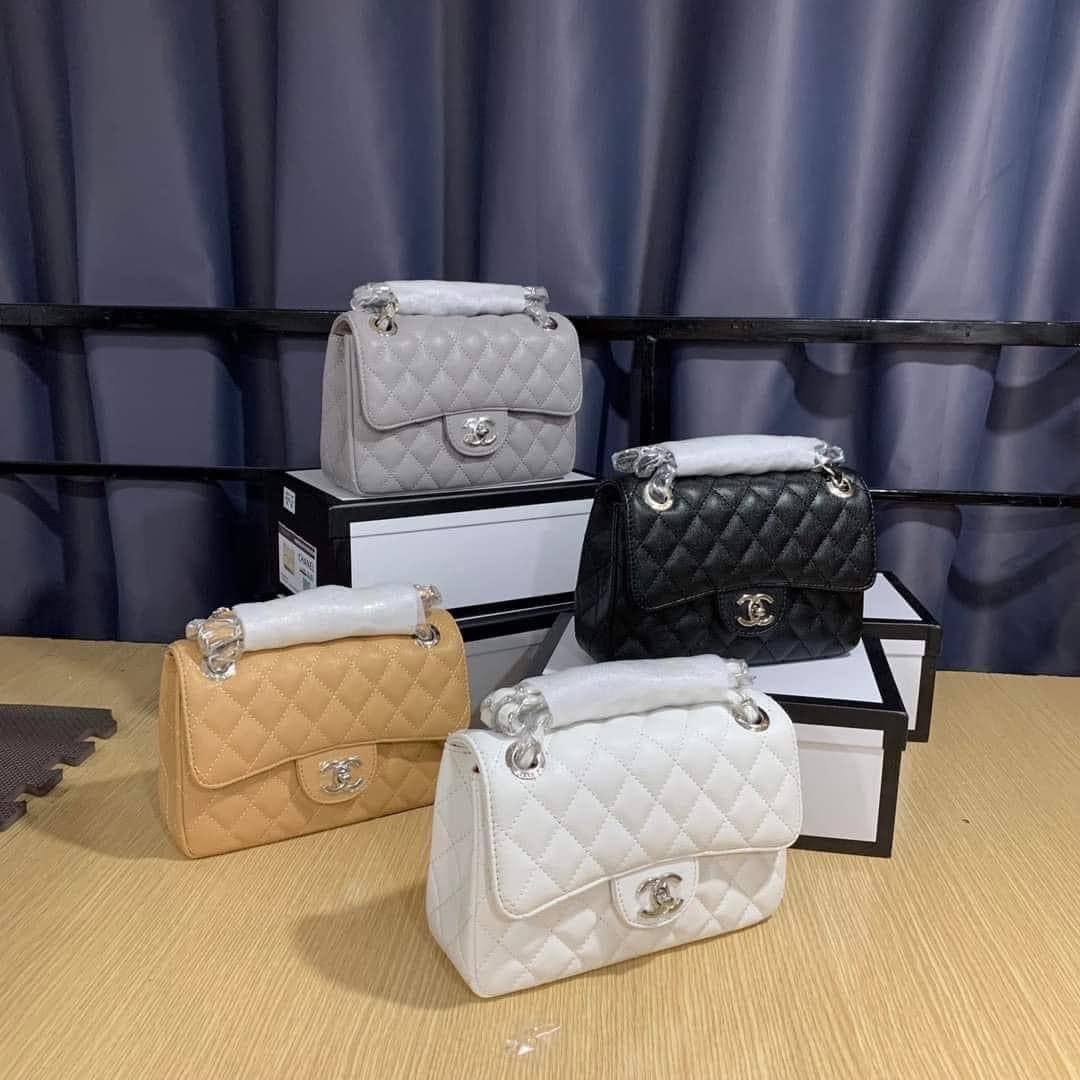 Túi Xách Chanel Classic Trắng Đen Kem Xám 3 Túi Chanel Classic Flap Bag