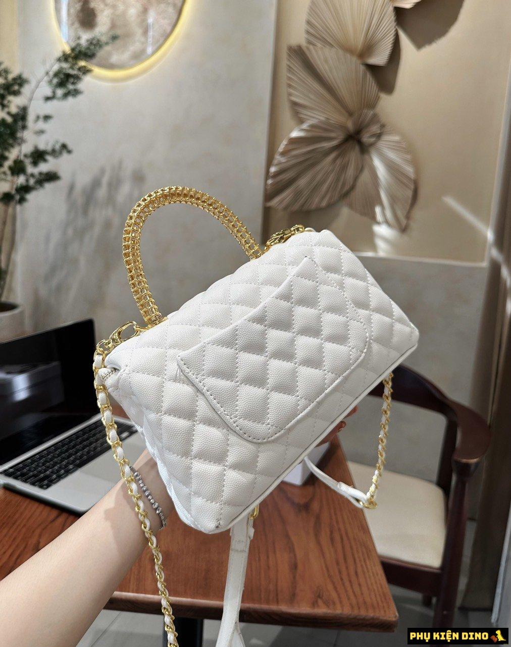 Túi Nữ Chanel Coco 4 Màu Trắng Đen Xám Nâu 10 Túi Chanel Coco màu Trắng Size 22