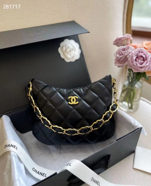 Túi Chanel Hobo Size 22 Handbag Black Lambskin