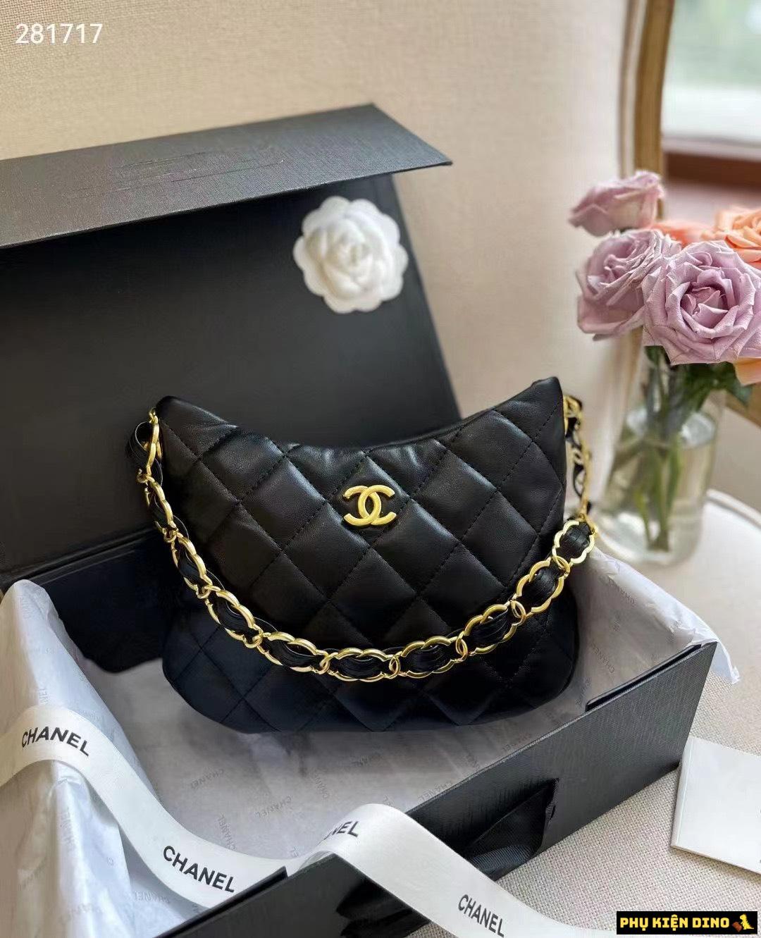 Túi Chanel Hobo Size 22 Handbag Black Lambskin