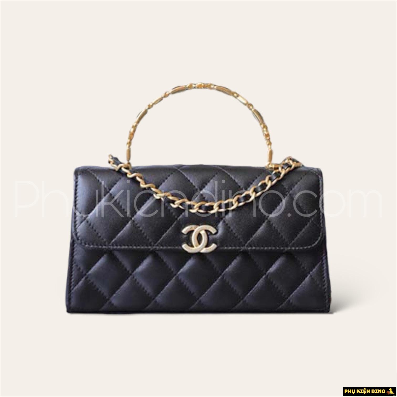 Túi Chanel Holder Clutch Đen Gold Lambskin Size 20