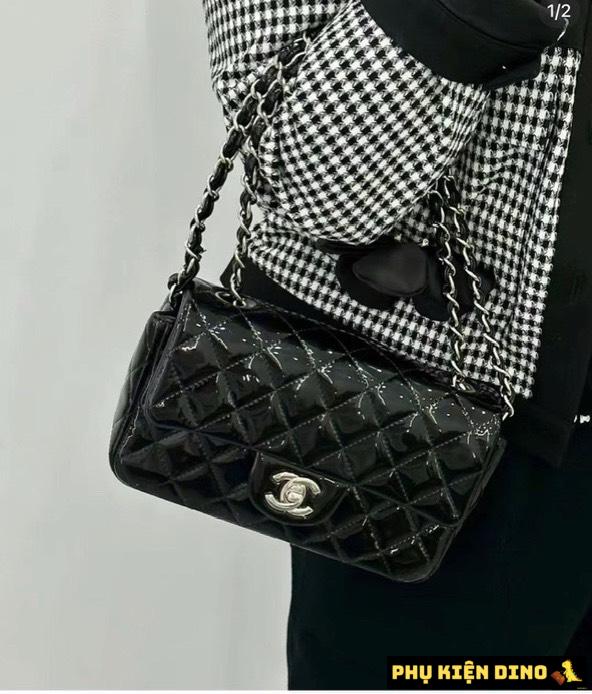Túi Chanel Patent Leather Rectangular Mini Flap Black Fullbox
