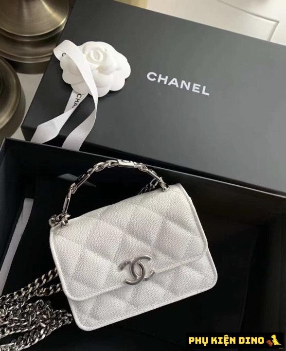 Túi Chanel Black White Caviar Leather Mini Size 16 5 Túi Chanel Size 16 Màu Trắng