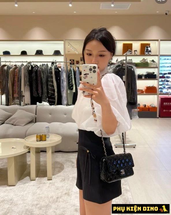 Túi Chanel Patent Leather Rectangular Mini Flap SHF-21763 2 Túi Chanel Size 19 Đen Bóng