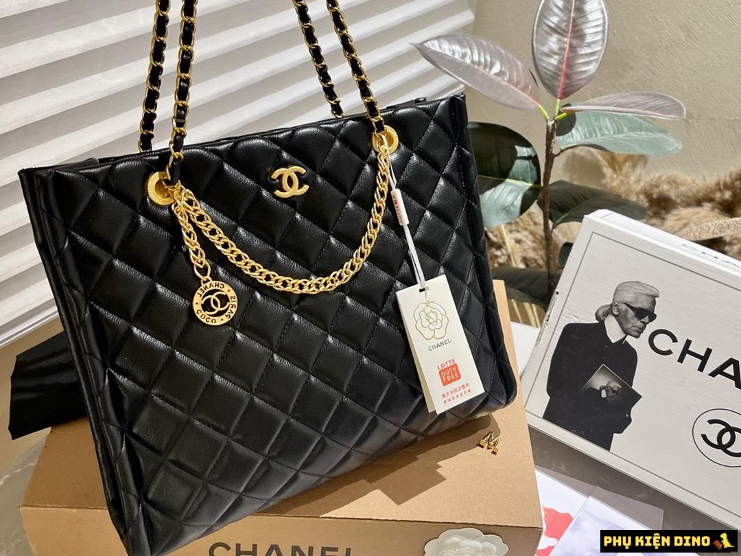 Túi Xách Nữ Chanel Tote Màu Đen Xích Vàng Sang Trọng 8 Túi Chanel Tote Black Gold