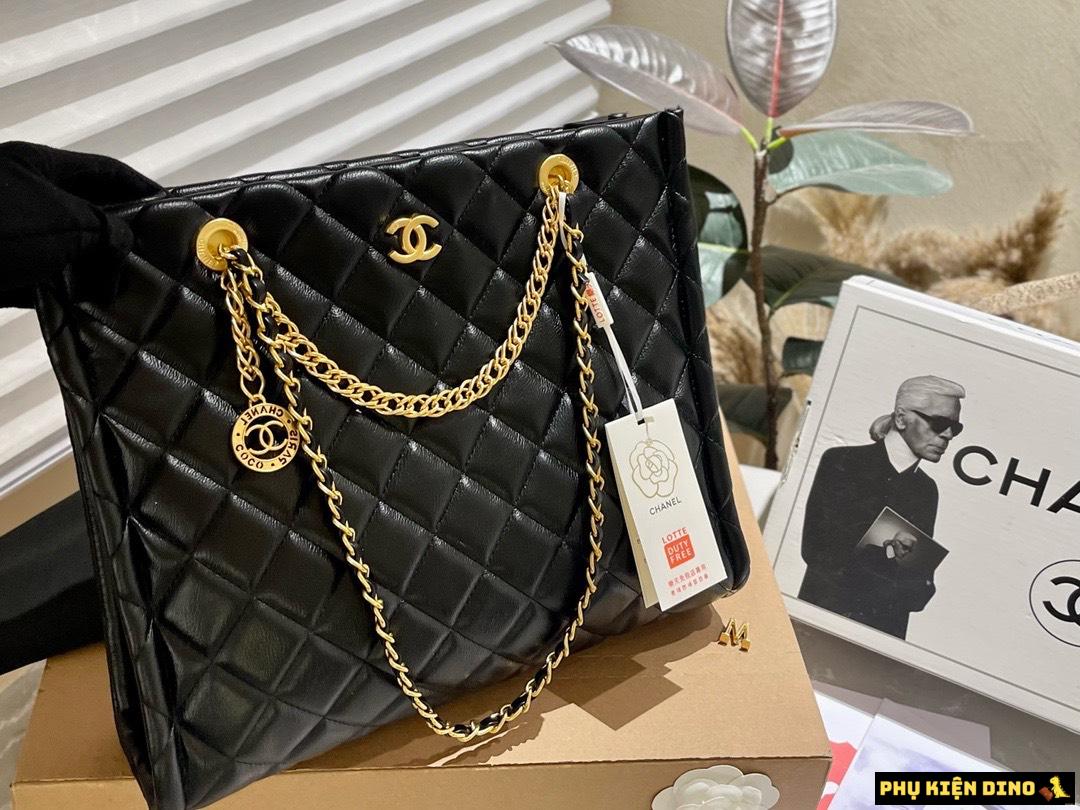 Túi Xách Nữ Chanel Tote Màu Đen Xích Vàng Sang Trọng 7 Túi Chanel Tote Black Lambskin Brushed Gold
