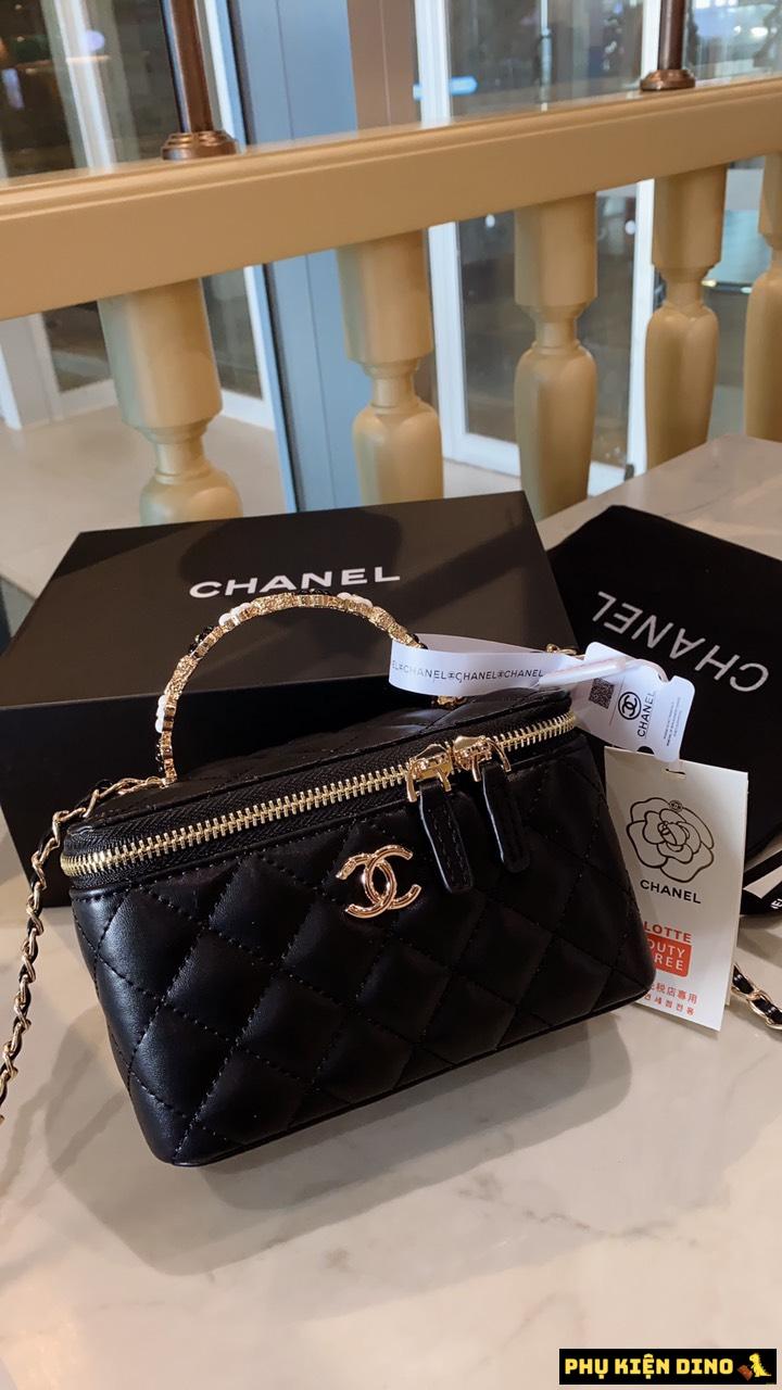 Túi Chanel Vanity Lambskin Brushed Gold Hardware 9 Túi Chanel Vanity Lambskin Brushed Gold Hardware Màu Đen
