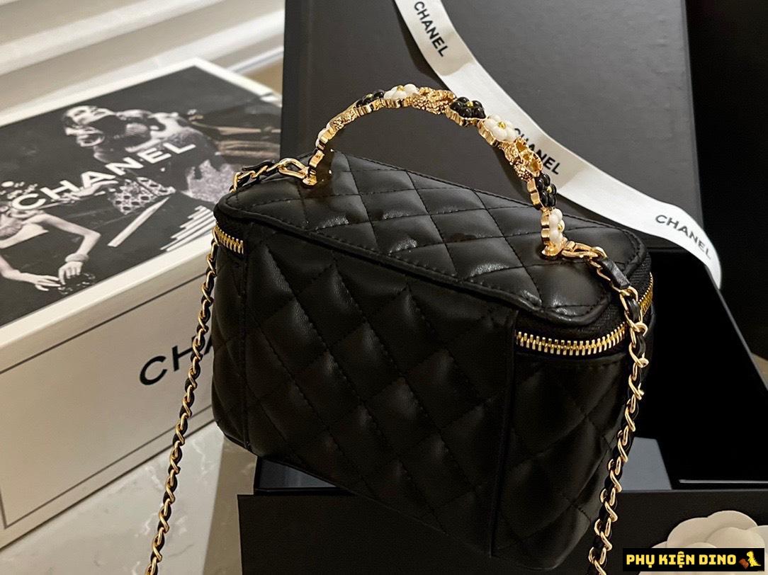 Túi Chanel Vanity Lambskin Brushed Gold Hardware 4 Túi Chanel Vanity Top Handle Case Black