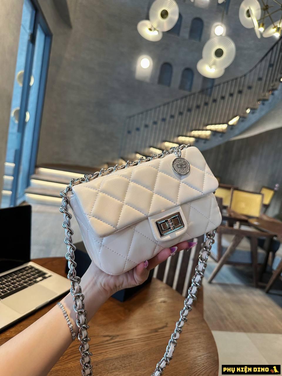 Túi Chanel Black Silver Size 20 Màu Đen Trắng Kem 2 Túi Chanel White Size 20