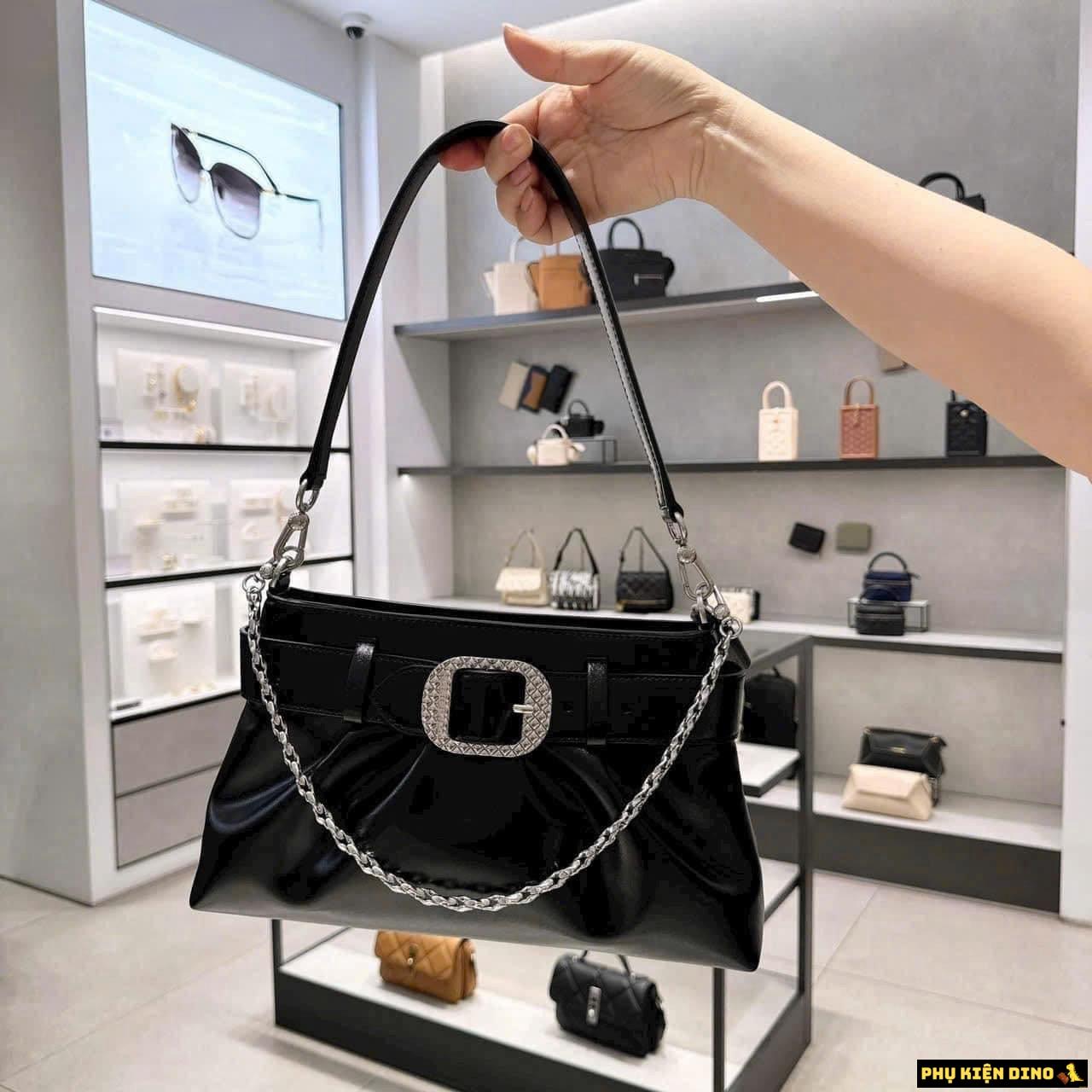 Túi Charles & Keith Avis Belted Ruched Noir Màu Đen CK2-40671571 5 Túi Charles & Keith CNK AVIS Belted Ruched Shoulder Bag