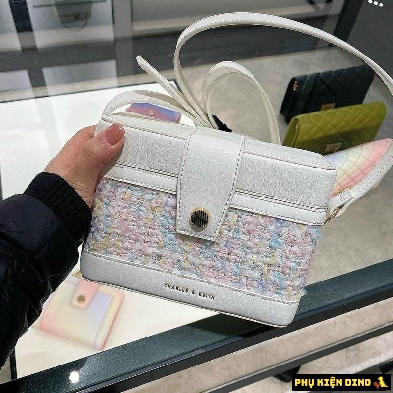 Túi Charles & Keith CNK Bronte Boxy Crossbody Bag 10 Túi Charles & Keith CNK Bronte Boxy Hồng Trắng